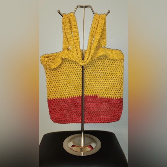 Large size red and yellow bag handmade - Picture 2 of 2
